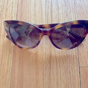 JIMMY CHOO Tortoiseshell Cat Eye Sunglasses Glitter Accents